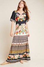 NWT $250 Anthropologie  Farm Rio Esmeralda Floral print Maxi Dress XS Boho 