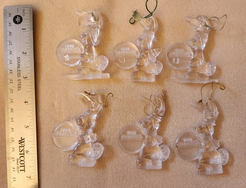 Six 1992 Energizer Bunny Clear Plastic Christmas Ornaments - Picture 2 of 7