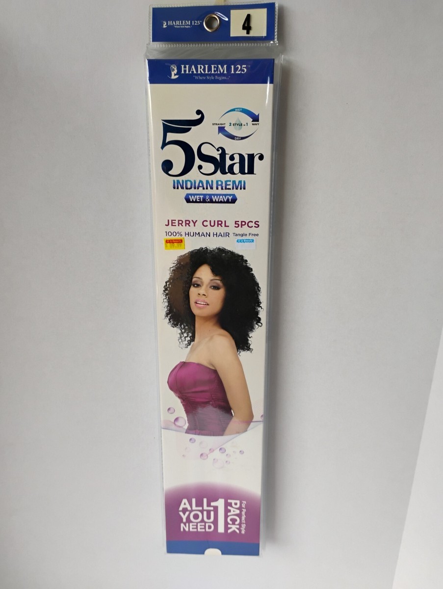 Harlem 125 5 Star Indian Remi Wet & Wavy Human Hair Jerry Curl 5PC