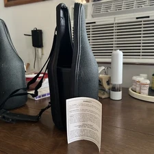 Caddy O Wine Bottle Carrier Tote Black Shoulder Strap w Wine Opener Made In USA
