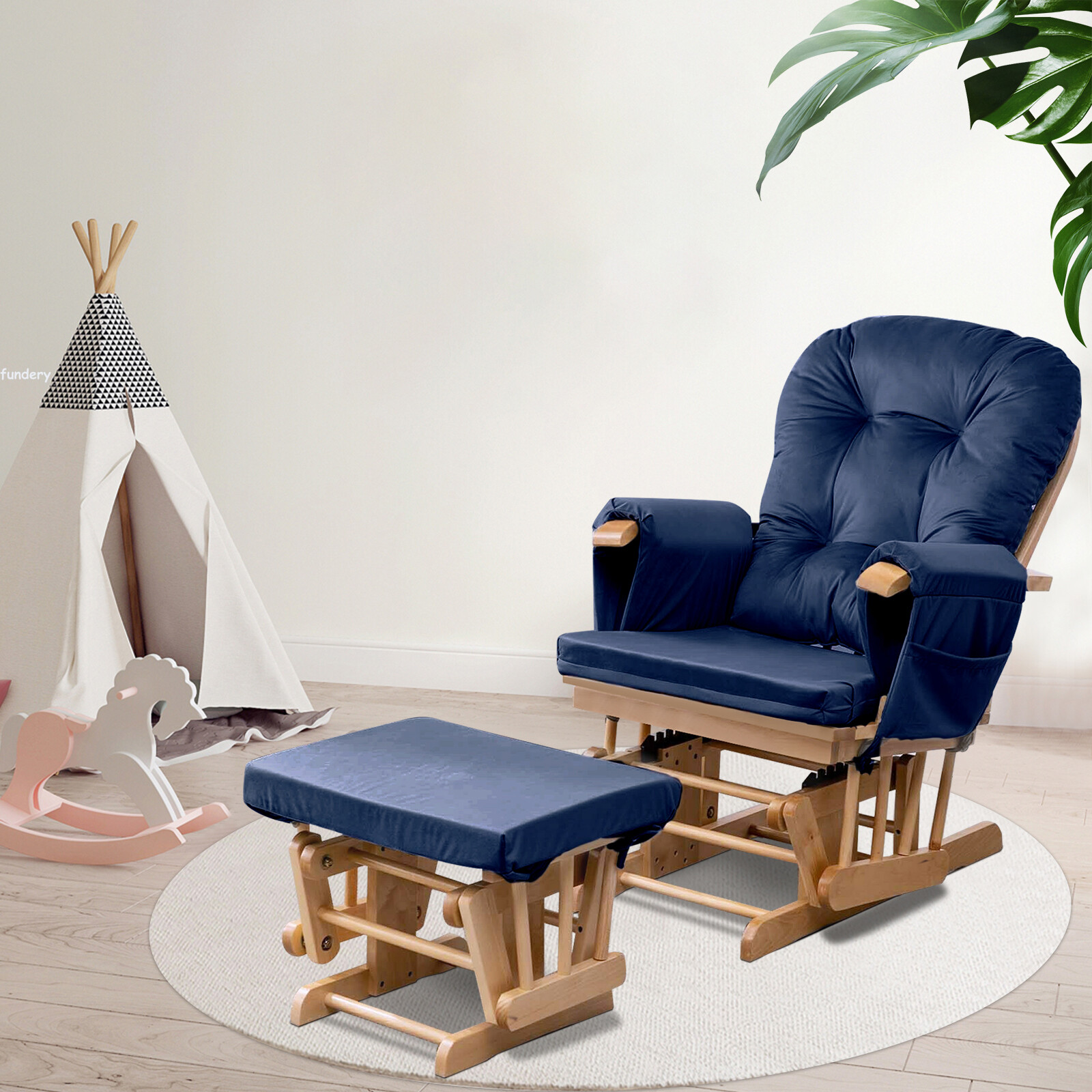 Glider Ottoman Replacement Cushions w/ Storage Velvet Washable for