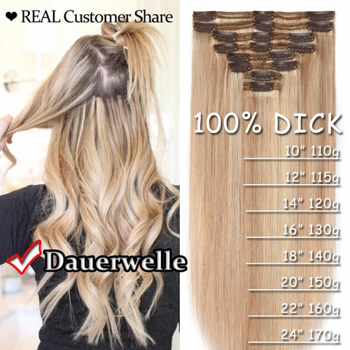 170G EXTRA DICK Clip In Remy Echthaar Extensions Doppelt Tressen Haarteile Glatt - Bild 2 von 47