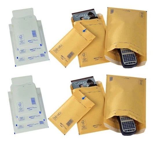AROFOL GOLD & WHITE KRAFT PADDED BUBBLE ENVELOPES BAGS ALL SIZES