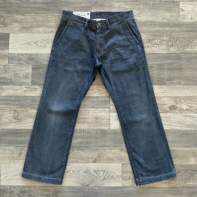 Y2K Gap 1969 Worker Jeans Coated Denim Men s 33x30 34x29.5 Blue Denim Wide Leg