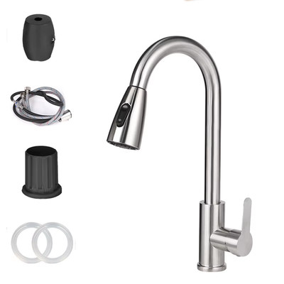 Brushed Nickel Kitchen Faucet Single Hole Pull Out Spout Kitchen Sink Mixer Tap 