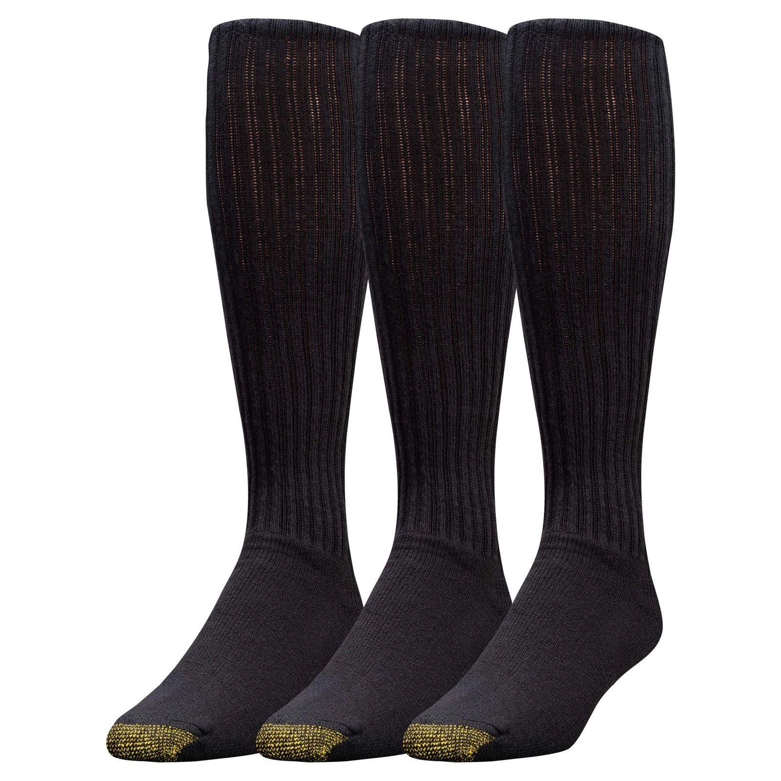 GOLDTOE Men's Ultra Tec Performance Over-The-Calf Large, Black (3-pairs)