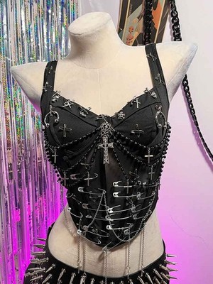 Goth Tops Grunge Gothic Tank Emo Clothing Y2K Sexy Punk Mini Rock Clothes