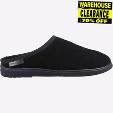 Image of Hush Puppies Ashton Suede Leather MEMORY FOAM Slippers Black