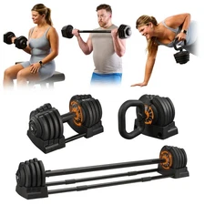 Adjustable Dumbbells Set/Single - 15lb 43lb 55lb 25 lb Dumbbell Sets with Rac...