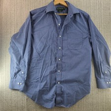 Lauren Ralph Lauren Shirt Mens 16 32/33 Blue Check Classic Fit Non Iron Dress