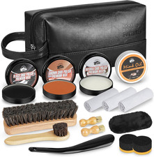 Shoe Shine Kit for Men  Women, 16Pcs Black Shoe Polish Kit for Leather Boots Ca