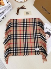 Burberry Cashmere Scarf Classic Check Beige Winter Luxury