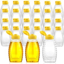 32 PCS Clear Squeeze Honey Jar Bottle Flip Lid Refillable Container 8.8 oz