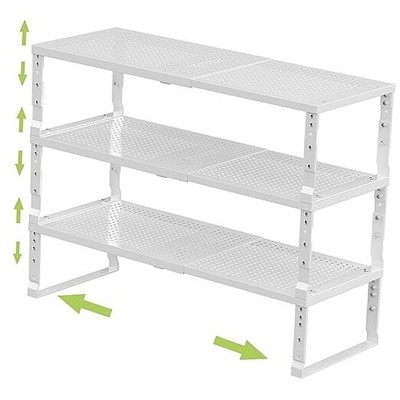 Expandable Adjustable Stackable Kitchen Organizer, Spice Rack,Metal Pantry 