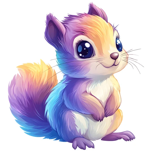 Cute Squirrel Chibi Colourful Animal Self Adhesive Sticker