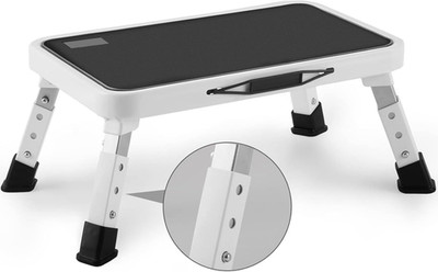 Folding Step Stool, Height-Adjustable Step Stool with Non-Slip Platform, Step La