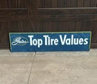 Vintage GENUINE Gates Tire Value Sign 48" X 12" Rack Topper Thin Gauge Metal os