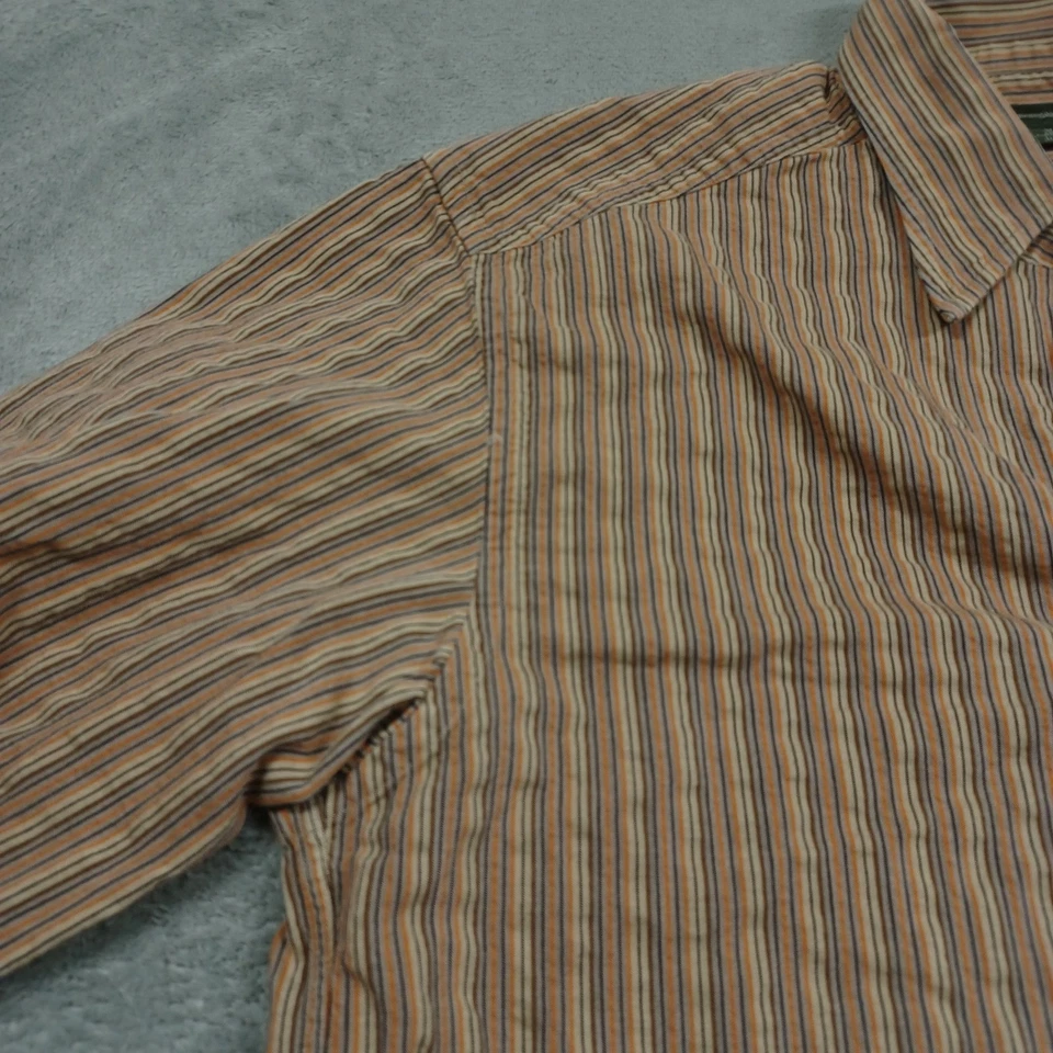 Camisa de Vestir Ermenegildo Zegna XL Naranja Rayas Negocios Algodón Abotonado Foto 2 de 4