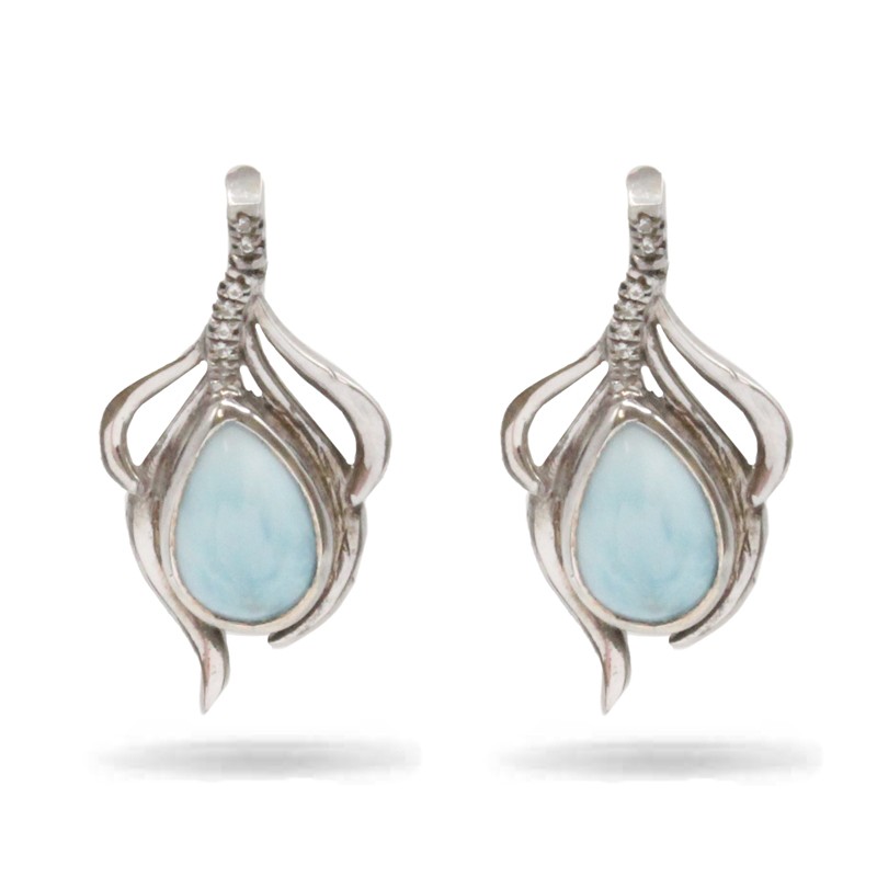 Larimar Stone Sterling Silver Willow Earrings Marahlago Ladies Women's Jewellery