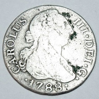 ESPAÑA Carlos III (1759 1788) 2 Reales 1788 M Madrid Plata ESCASA