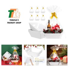 10PACK White Baskets For Gifts Empty, 10x12  Thick Kraft Gift Basket with 10 B...