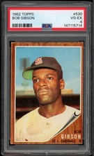 1962 Topps #530 Bob Gibson PSA 4 VG-EX. St. Louis Cardinals. Hi#