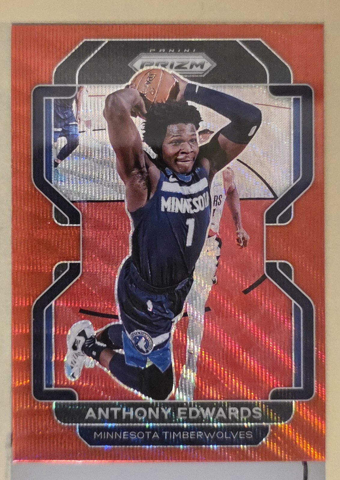 2021-22 Panini Prizm Basketball Anthony Edwards #37 Red Hyper Prizm