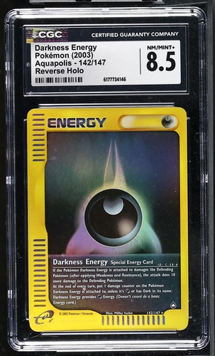CGC 8.5 Darkness Energy 142/147 Aquapolis Reverse Holo Pokemon Card