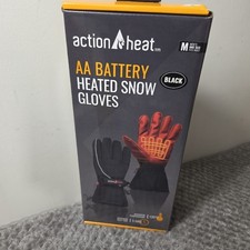 ActionHeat AA Battery Heated Snow Gloves Mens One Size Black Insulated