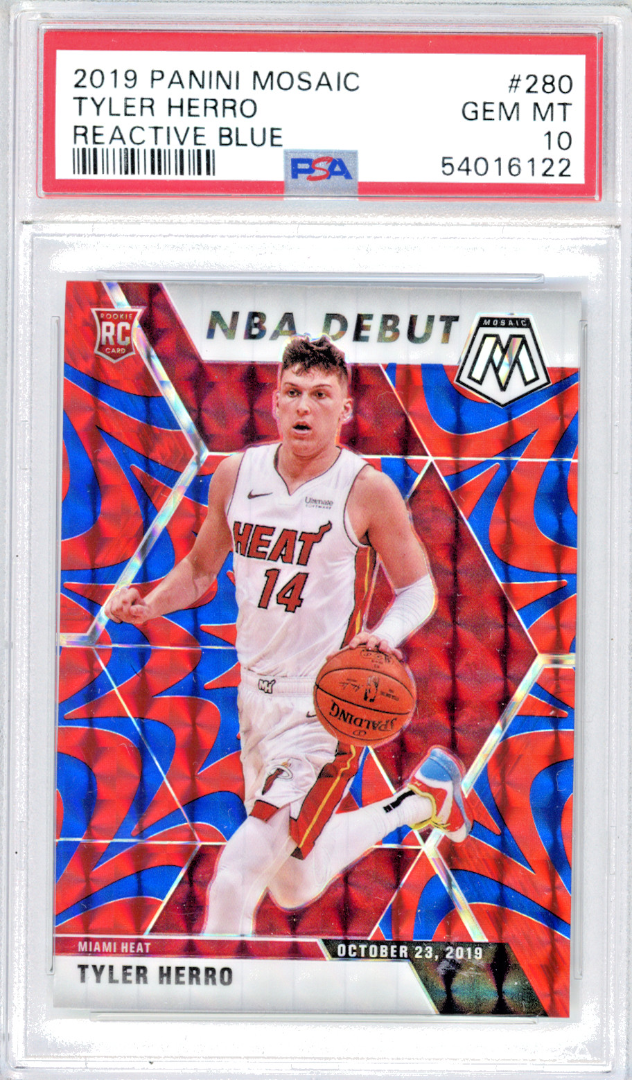 2019 PANINI MOSAIC TYLER HERRO REACTIVE BLUE #280 RC PSA 10 GEM MINT 🔥♊️💯