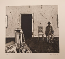 Ralf Enker : Radierung - handsigniert 14/80 von 1972   37,5 x 34 cm  Tiefdruck