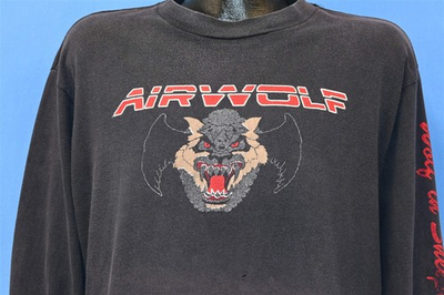 #ad vintage 80s AIRWOLF WOLF IN SHEEPS CLOTHING ACTION TV SHOW LONG SLV t shirt XL $179.00