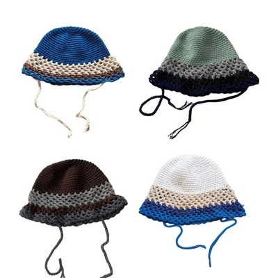 Handmade Fisherman Hat Stylish Crocheted Hat Handwoven Openwork Colorful