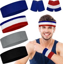 4-Pack Sweat-Wicking Headbands  Wristbands for Men  Women   8 Mix