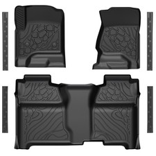 All Weather Floor Mats Door Sill Guards For 2014-2019 Chevy Silverado 19 Ld