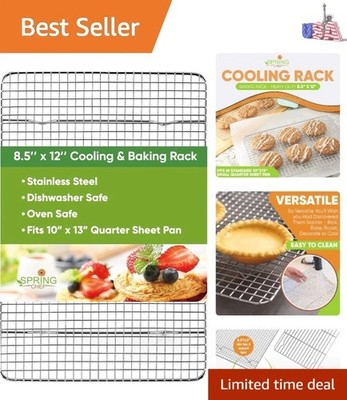 Oven Safe 8.5 x 12 Stainless Steel Cooling Rack   Ideal for Quarter Sheet Pans