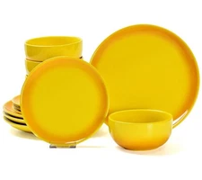 Temp-tations Ombre Taupe 12-Piece Dinnerware Set K81344 Yellow