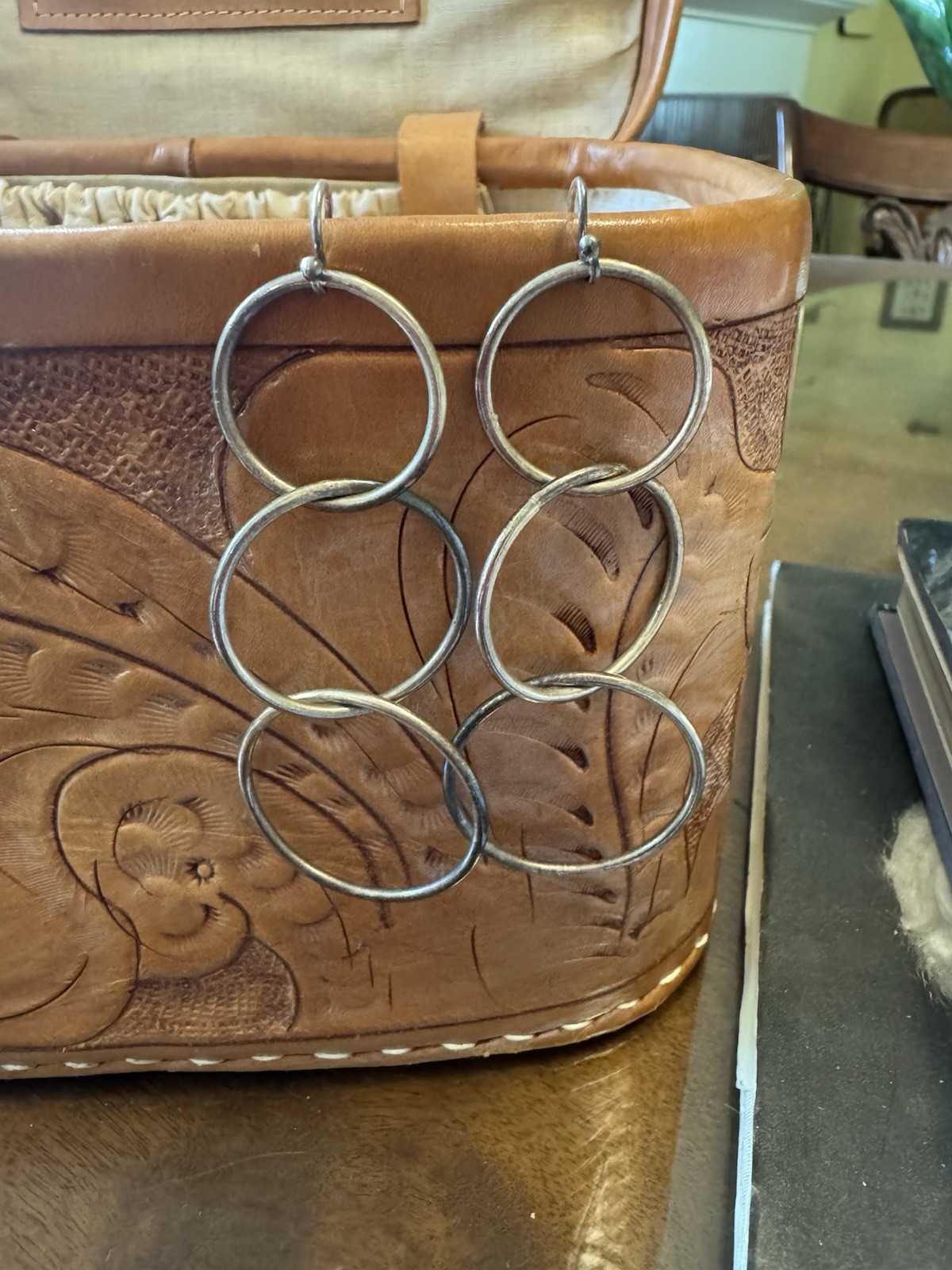 925 sterling silver Three Loop Dangle Earrings - image 1