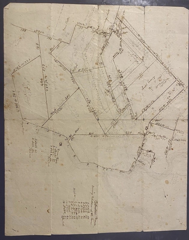 HandDrawn Land Survey Map Shehawken Man. Wayne Pa Delaware River Saml Preston