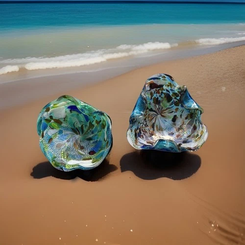 Two MCM Vintage Murano "Tutti Frutti" art glass bowls/ashtrays Great Condition.