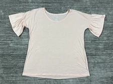Jennifer Lauren Top Womens Large Pink Short Sleeve Polyester Blend NWT