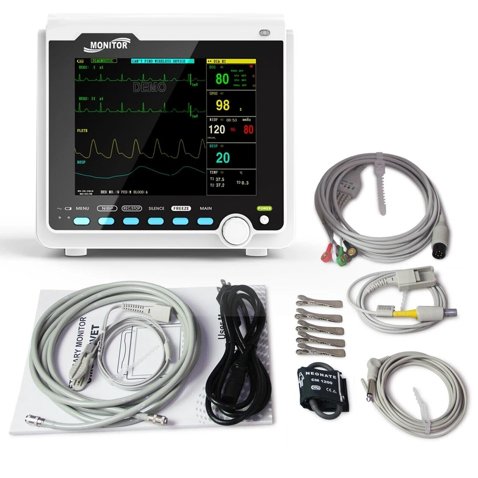Monitor de paciente de signos vitales veterinarios con ECG, RESP, SpO2,PR,NIBP,TEMP, USO DE MASCOTAS Foto 2 de 4