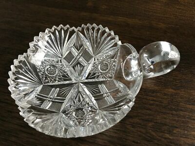 ABP Amer. Brill. Antique Cut Crystal Nappy Glass Bowl 5.5X2 Scarce PQ Ornate Hvy