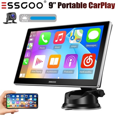 Portable Apple CarPlay Android Auto Wireless Touch Screen 9''Car Radio Stereo USB