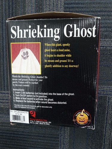Vtg 1993 Halloween Gemmy Shrieking Ghost in Box Tested Works See Video - Picture 17 of 19
