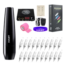 Mast P15 Tattoo Permanent Makeup RCA Machine Rotary Pen Power Supply Needels Kit