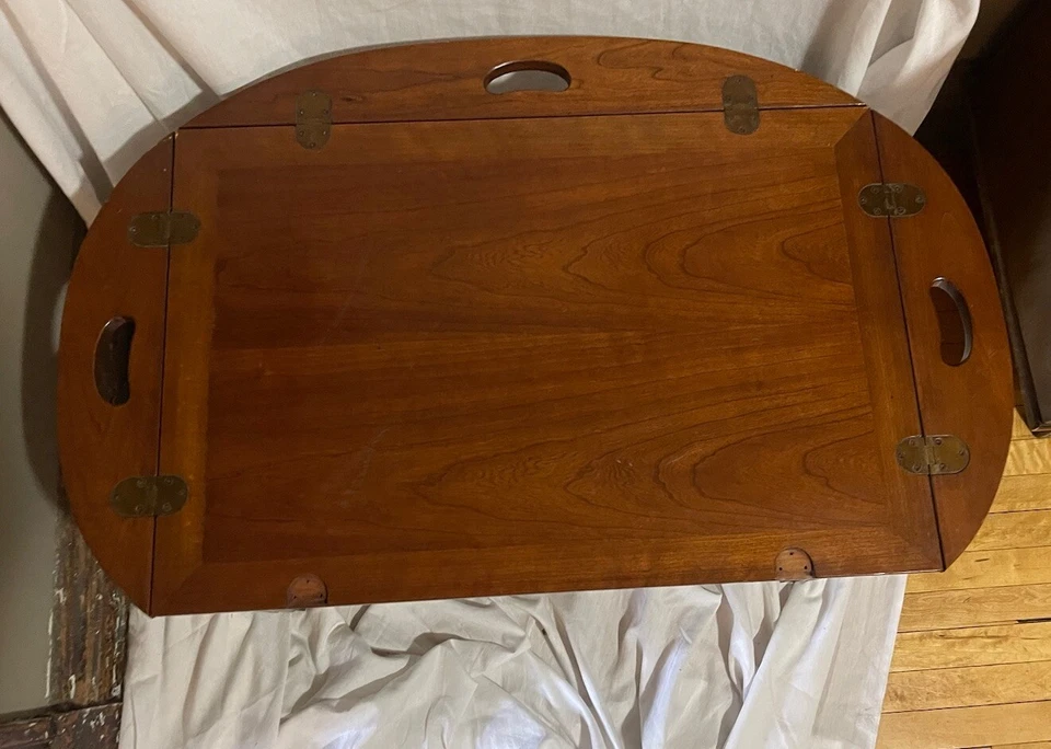 Mesa de centro plegable Thomasville MCM Chippendale caoba mayordomo de colección- Foto 3 de 4