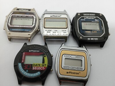 VINTAGE LOT 80's LCD Digital Watch PIRATRON ALARM Chronograph Made