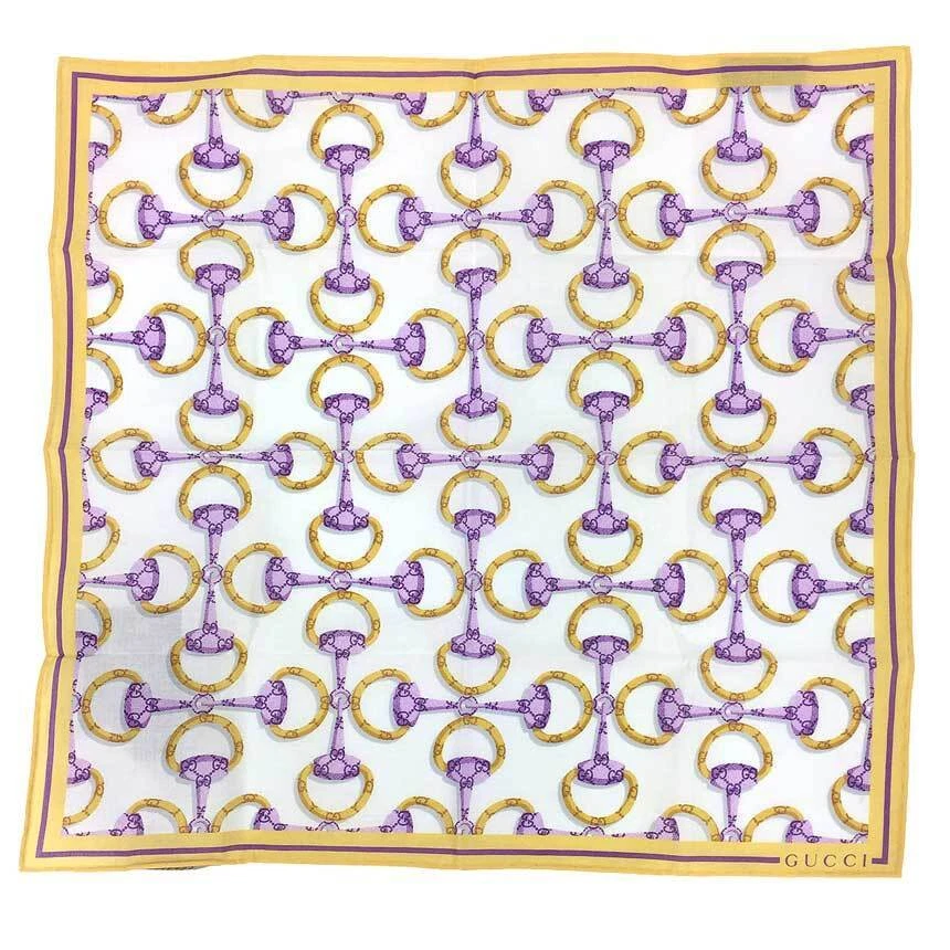Gucci Carré mouchoir 790554 carré Horsebit bandana poche écharpe coton Aq10