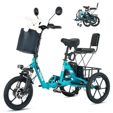 Secondhand Folding Electric Tricycle Trike  for Adults 2 Seats W/ Rear Mirrors